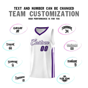 Custom White Purple Classic Sets Sports Uniform Basketball Jersey