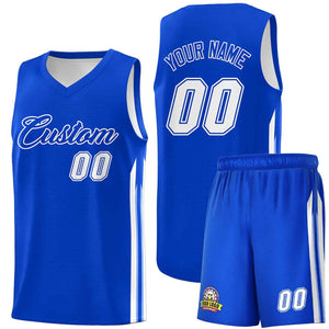 Le classique blanc royal personnalisé définit le maillot de basket-ball uniforme de sport