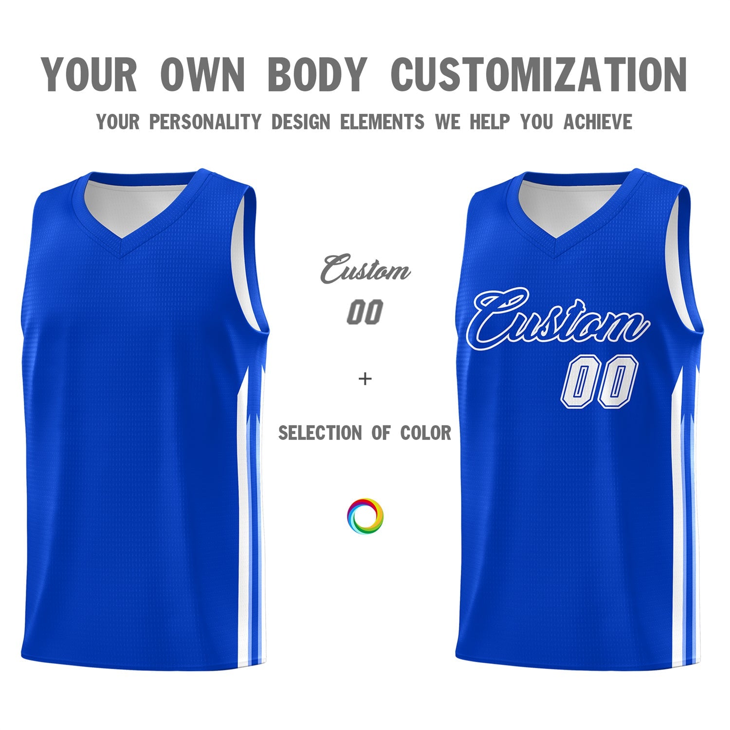 Custom Royal White Classic Tops Fashion Sportwear Basketball Jersey