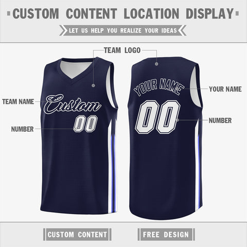 Custom Navy White Classic Tops Fashion Sportwear Basketball Jersey
