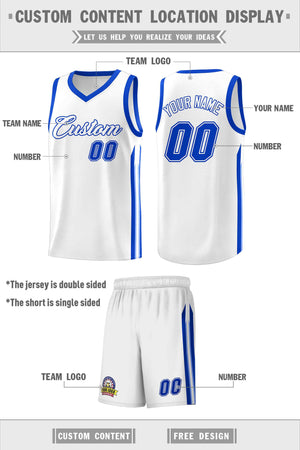 Custom White Royal Classic Sets Sports Uniform Basketball Jersey