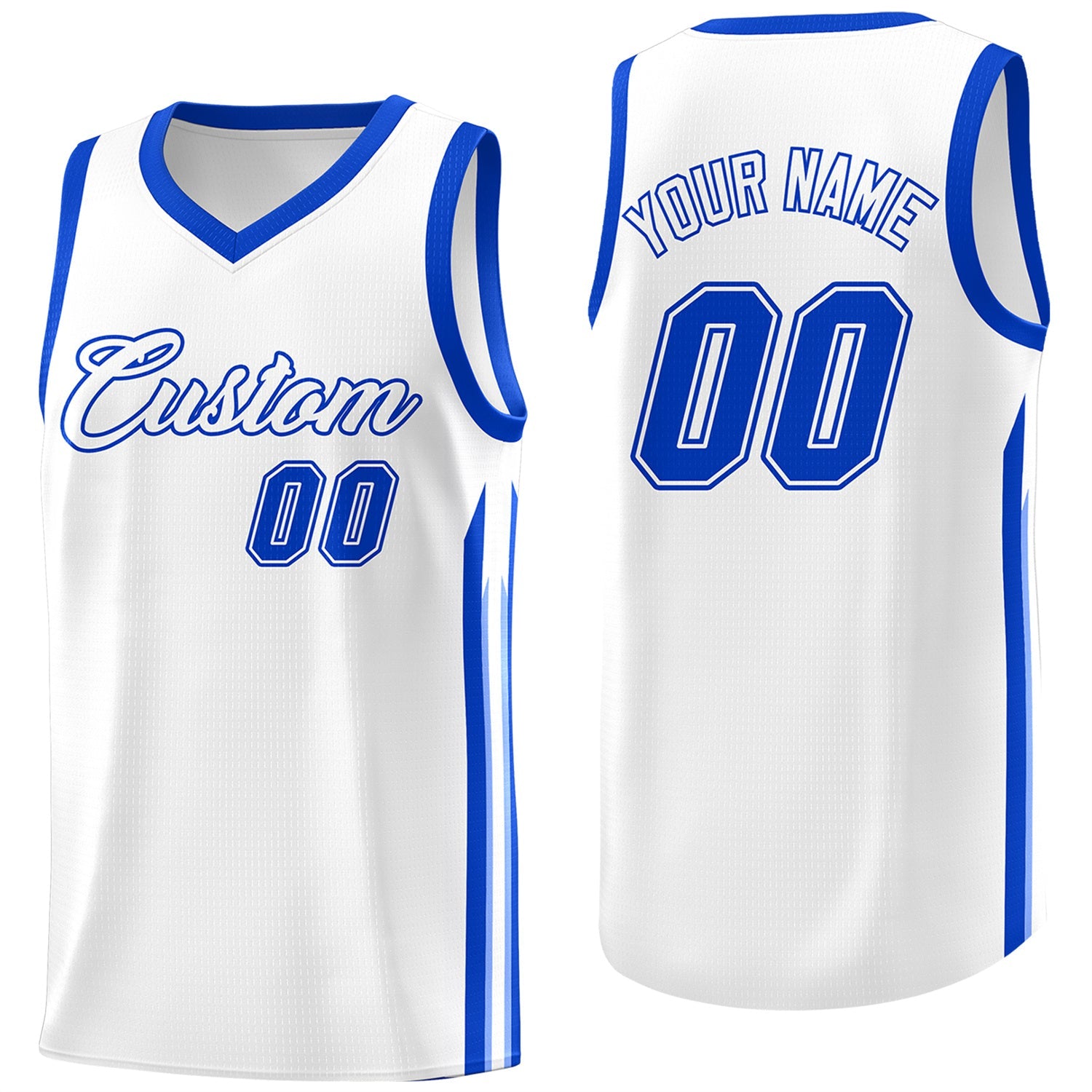 Maillot de basket-ball décontracté et athlétique, Royal blanc personnalisé, hauts classiques