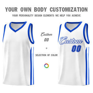 Custom White Royal Classic Tops Athletic Casual Basketball Jersey