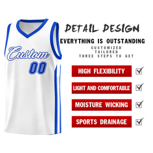 Custom White Royal Classic Tops Athletic Casual Basketball Jersey