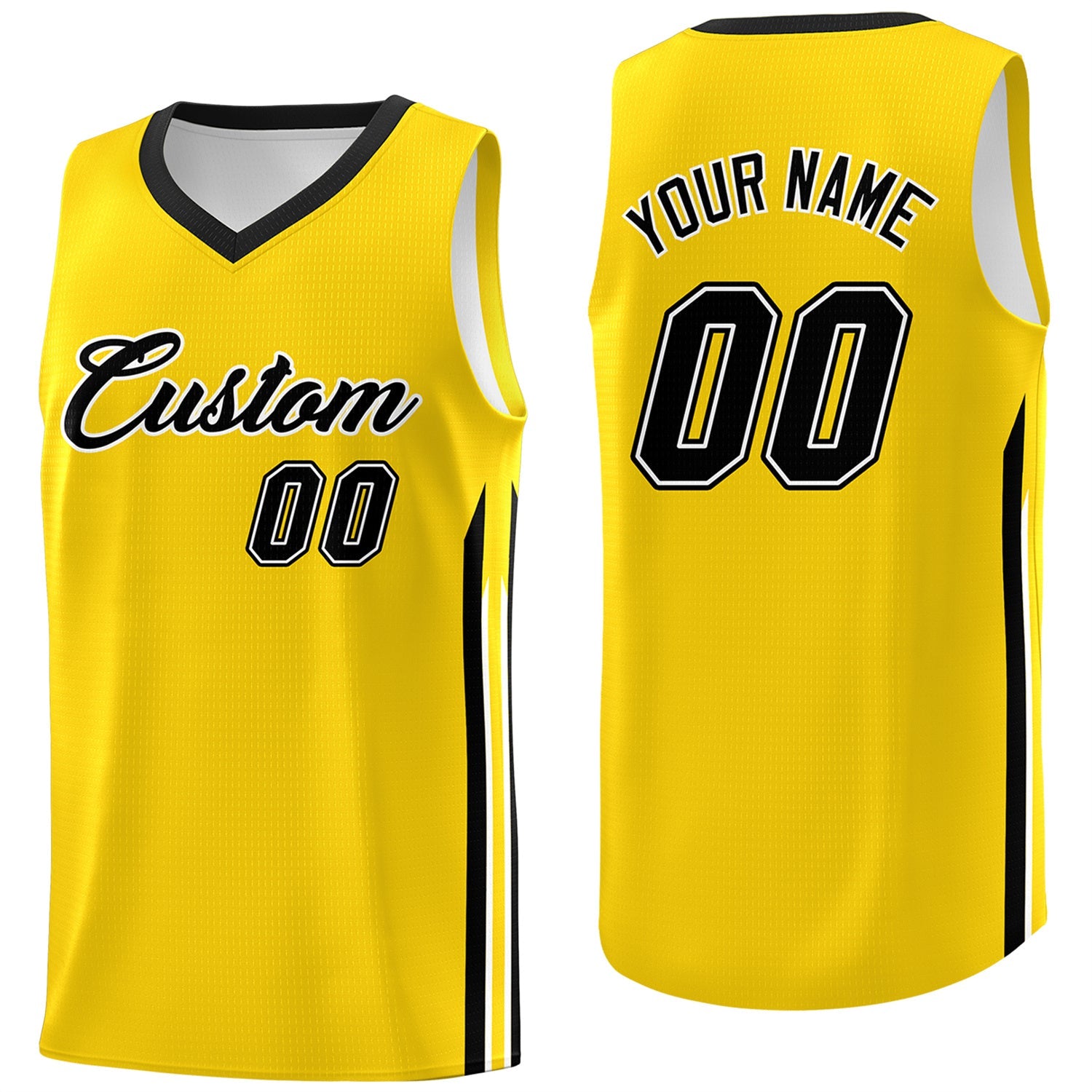 Maillot de basket-ball décontracté, personnalisé, jaune, noir, classique, athlétique