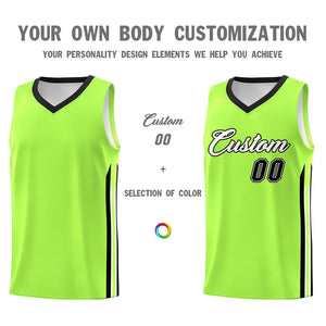 Custom Neon Green Black Classic Tops Sport Game Basketball Jersey