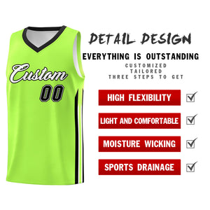 Custom Neon Green Black Classic Tops Sport Game Basketball Jersey