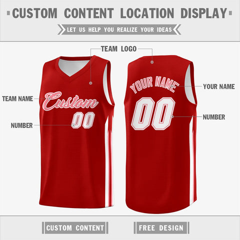 Custom Red White Classic Tops Fashion Sportwear Basketball Jersey
