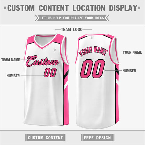 Custom White Pink Classic Tops Fashion Sportwear Basketball Jersey