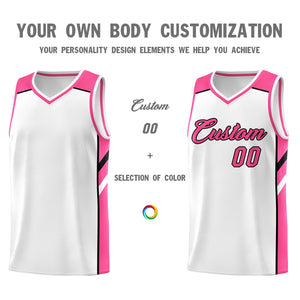 Custom White Pink Classic Tops Fashion Sportwear Basketball Jersey