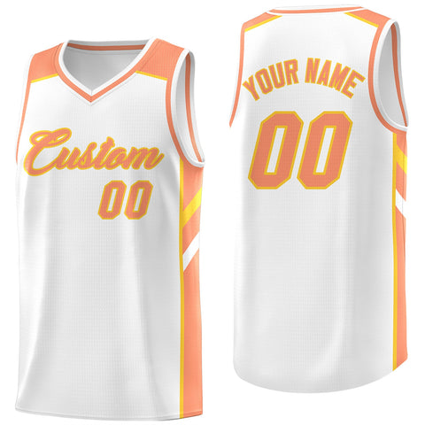 Custom White Orange Classic Tops Men/Boy Athletic Basketball Jersey