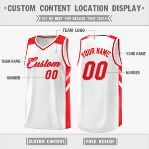 Custom White Red Classic Tops Fashion Sportwear Basketball Jersey