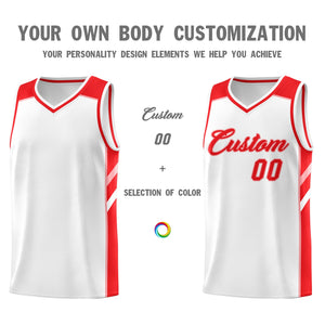 Custom White Red Classic Tops Fashion Sportwear Basketball Jersey