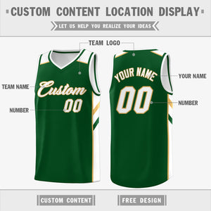 Custom Green White-Yellow Classic Tops Breathable Basketball Jersey