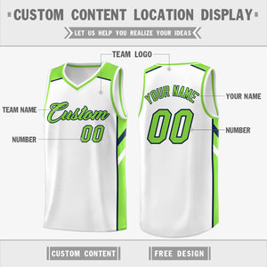 Custom White Green Classic Tops Men/Boy Athletic Basketball Jersey