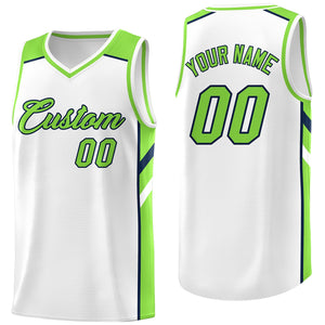 Custom White Green Classic Tops Men/Boy Athletic Basketball Jersey