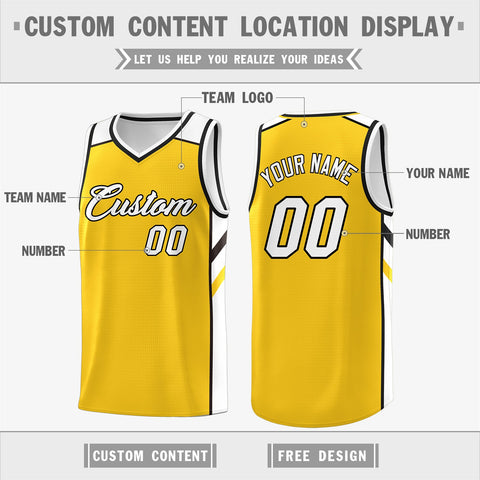 Custom Yellow White Classic Tops Men/Boy Athletic Basketball Jersey