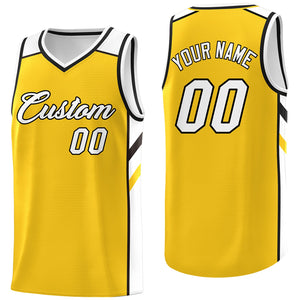 Custom Yellow White Classic Tops Men/Boy Athletic Basketball Jersey