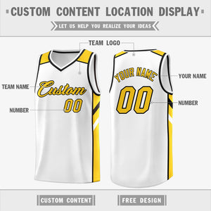 Custom White Yellow Classic Tops Men/Boy Athletic Basketball Jersey