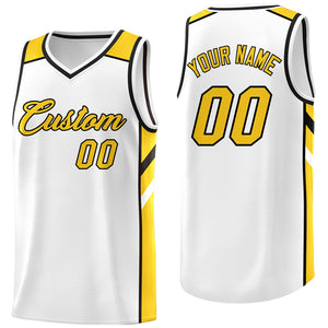 Custom White Yellow Classic Tops Men/Boy Athletic Basketball Jersey