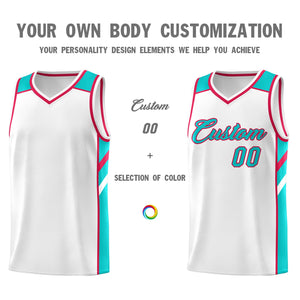 Custom White Light Green Classic Tops Men/Boy Athletic Basketball Jersey