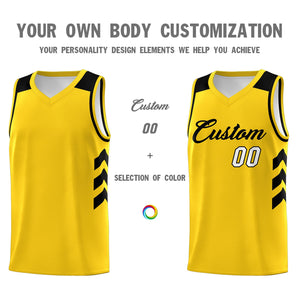 Custom Yellow Black Classic Tops Fashion Sportwear Basketball Jersey