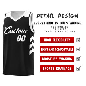 Custom Black White Classic Tops Mesh Sport Basketball Jersey