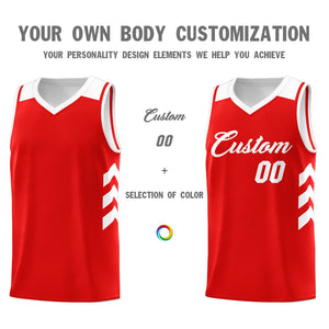 Custom Red White Classic Tops Mesh Sport Basketball Jersey