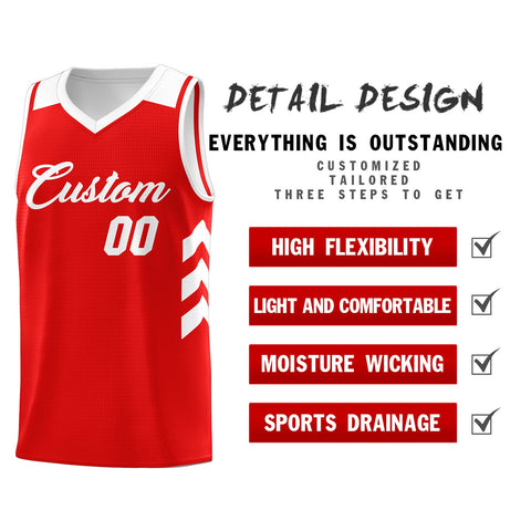 Custom Red White Classic Tops Mesh Sport Basketball Jersey