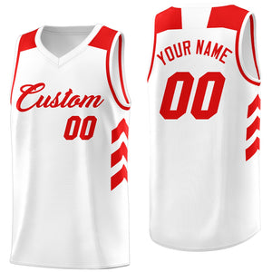 Custom White Red Classic Tops Fashion Sportwear Basketball Jersey