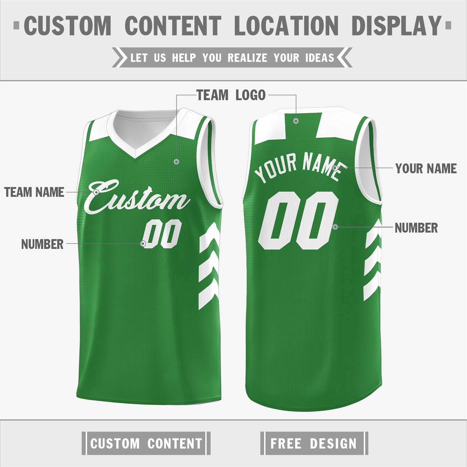 Custom Green White Classic Tops Mesh Sport Basketball Jersey