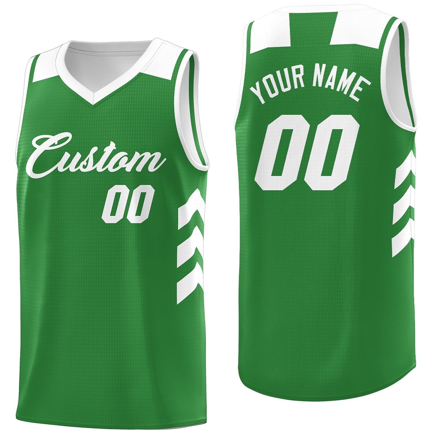 Custom Green White Classic Tops Mesh Sport Basketball Jersey