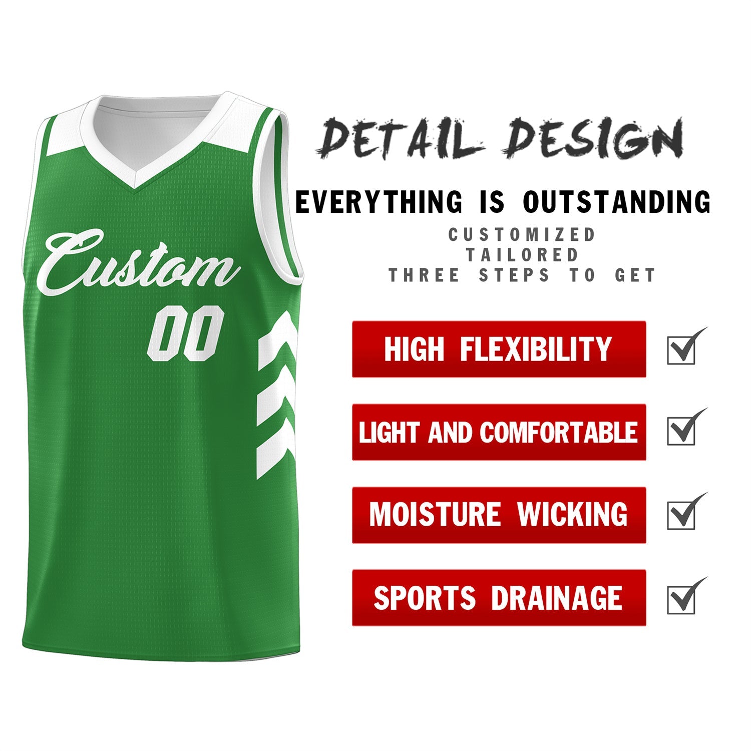 Custom Green White Classic Tops Mesh Sport Basketball Jersey