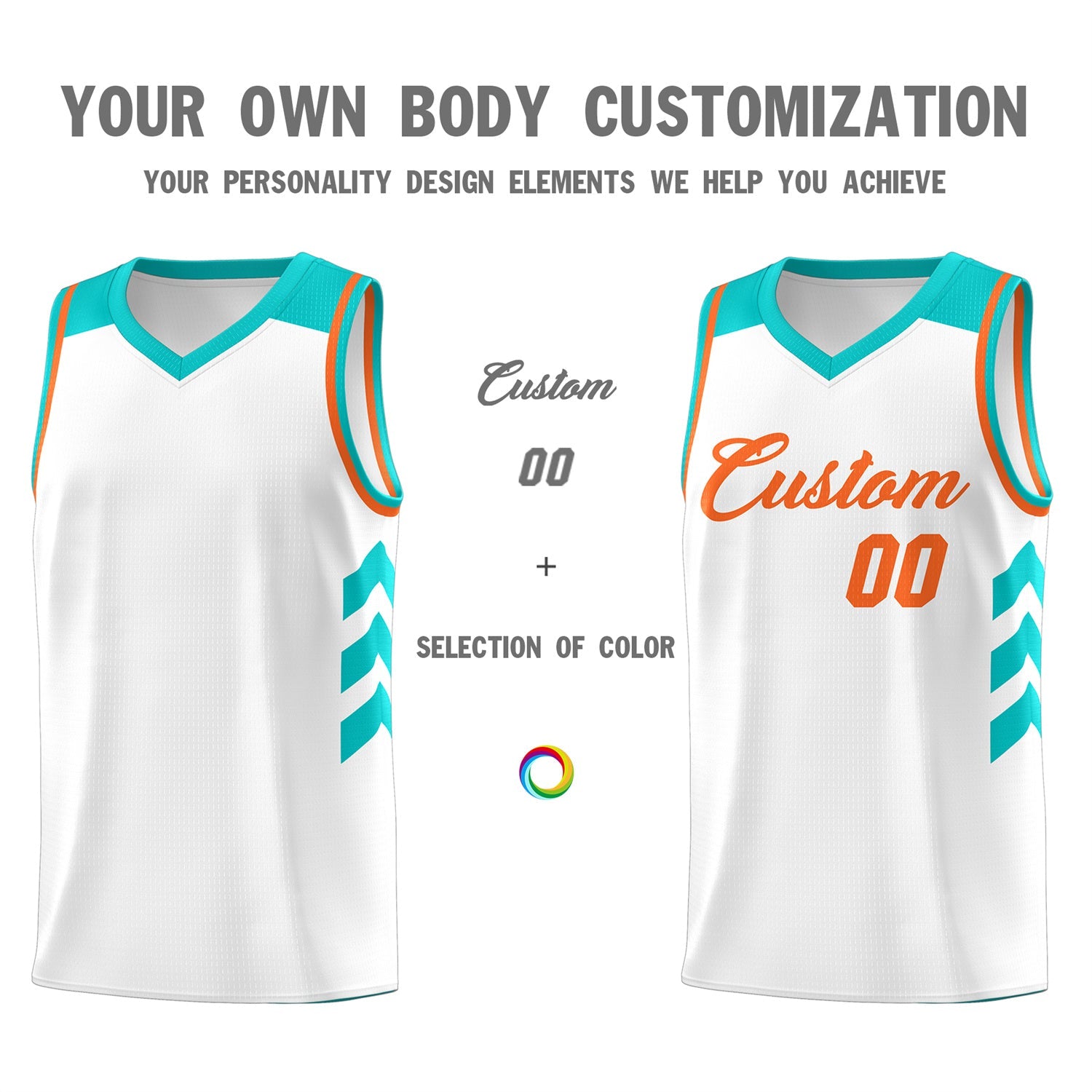 Custom Orange White V-Neck Basketball Jersey