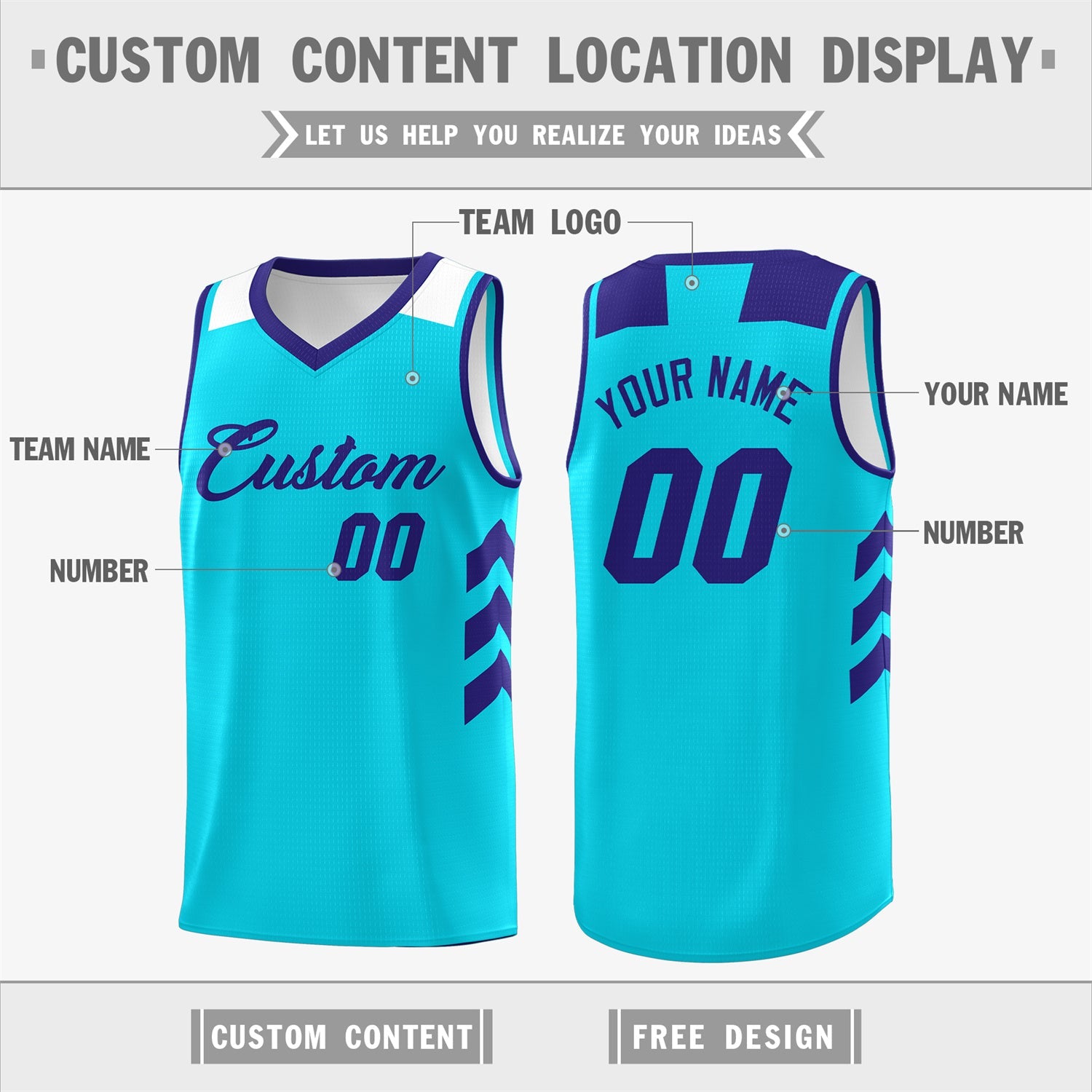 Custom Light Blue Purple Classic Tops Mesh Sport Basketball Jersey