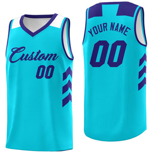 Custom Light Blue Purple Classic Tops Mesh Sport Basketball Jersey