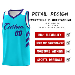 Custom Light Blue Purple Classic Tops Mesh Sport Basketball Jersey