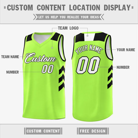 Custom Neon Green White-Black Classic Tops Mesh Sport Basketball Jersey