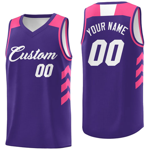 Custom Purple White-Pink Classic Tops Breathable Basketball Jersey