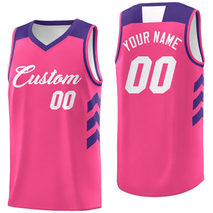 Custom Pink Purple-White Classic Tops Breathable Basketball Jersey