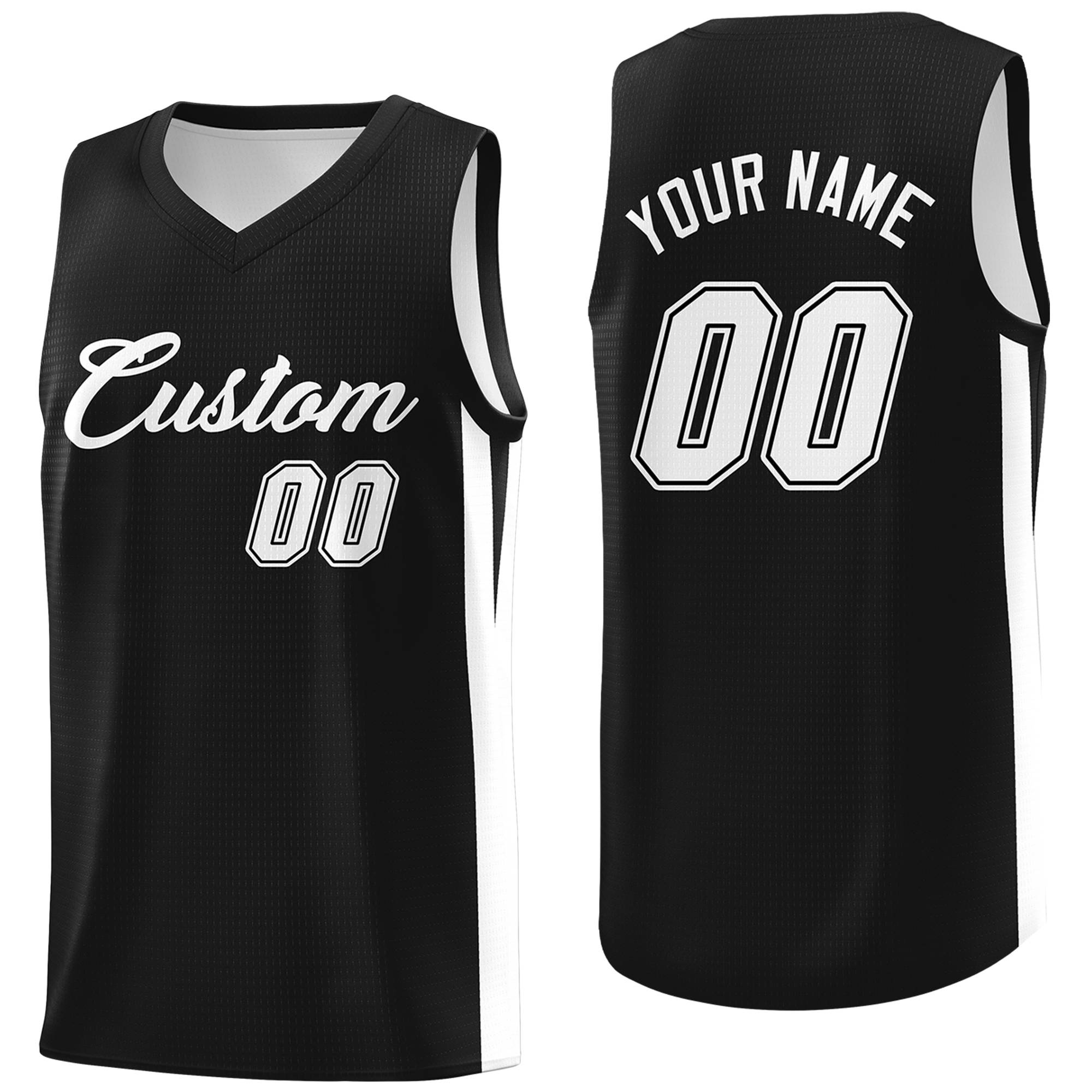 Maillot de basket-ball classique noir et blanc personnalisé