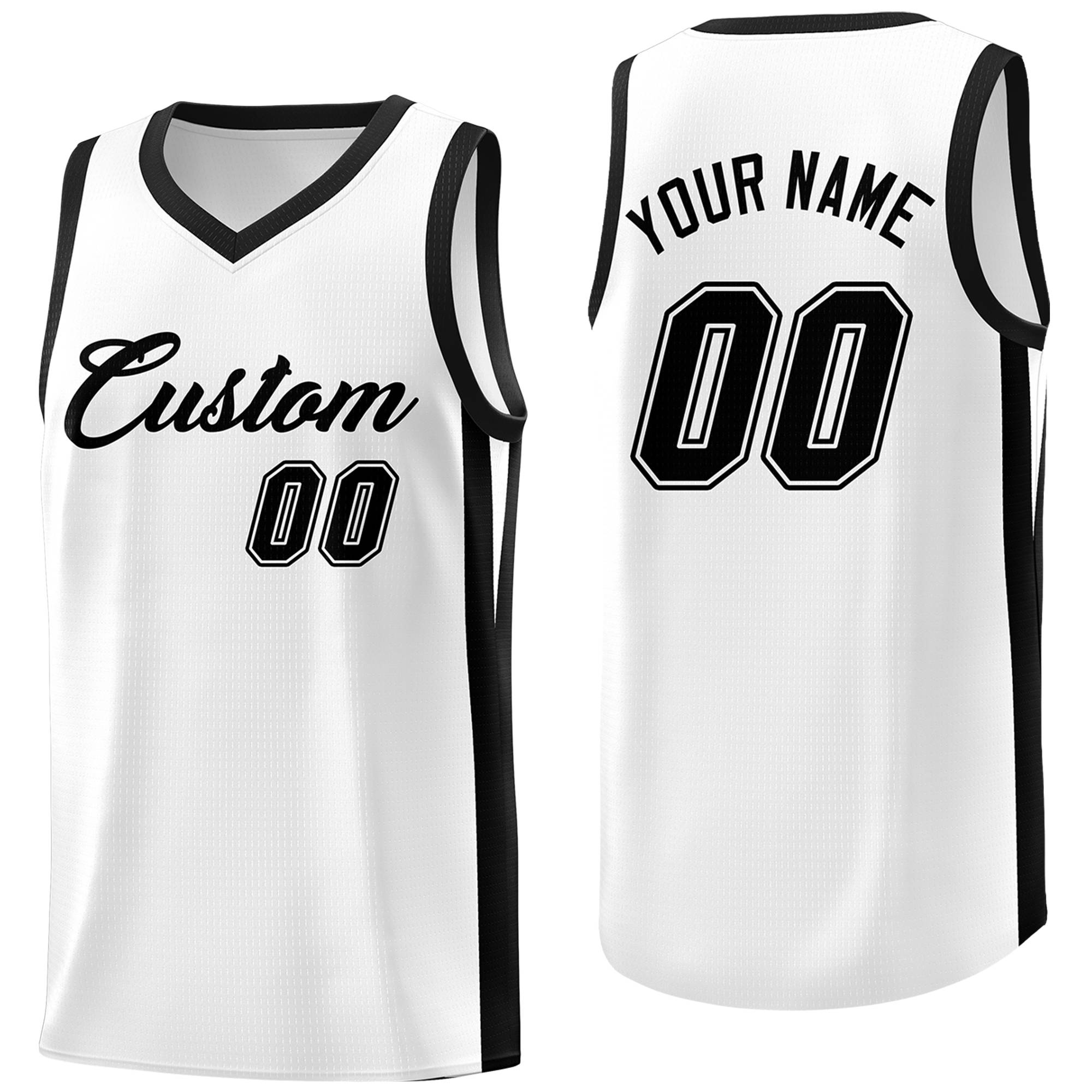 Custom White Black Classic Tops Basketball Jersey