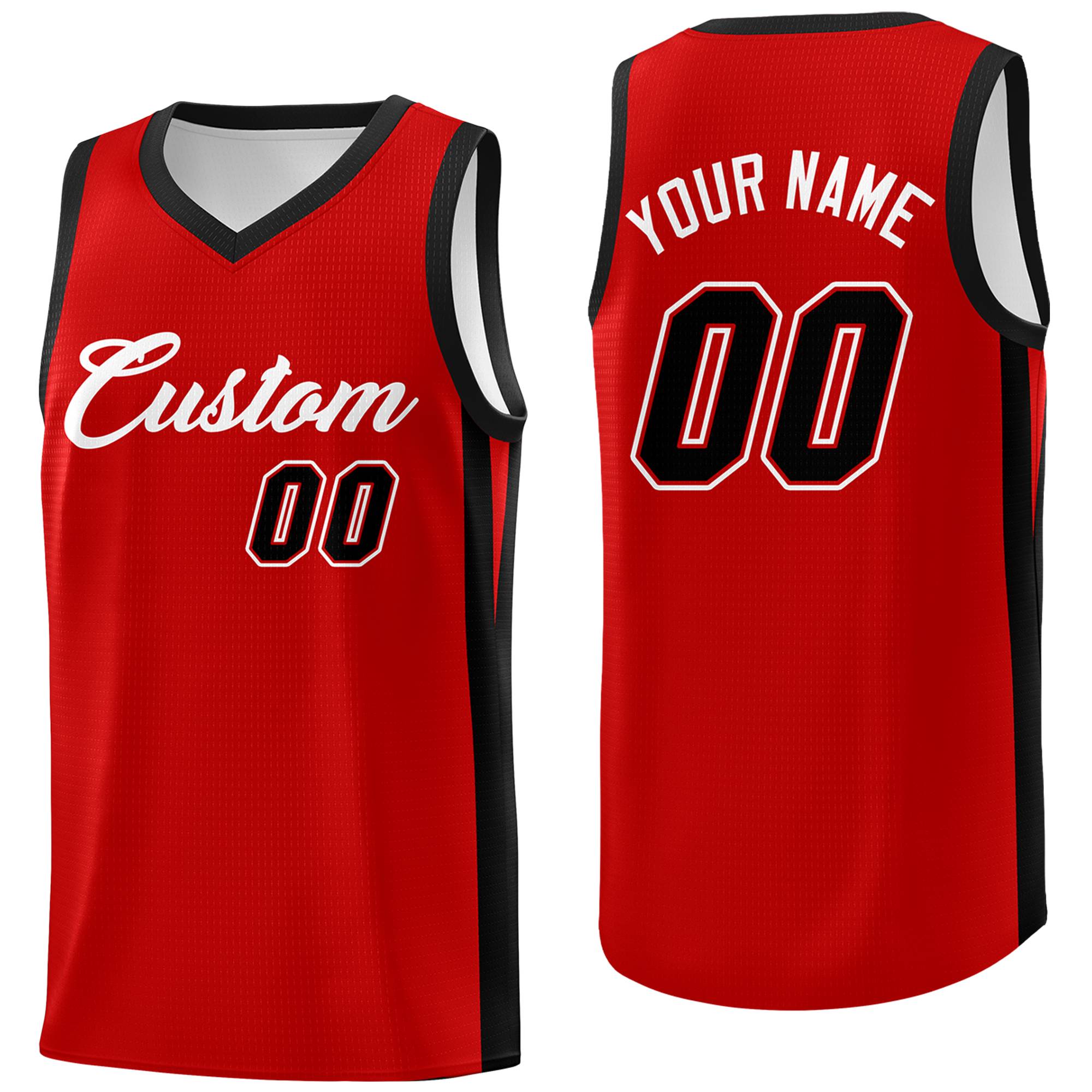 Maillot de basket-ball classique rouge noir personnalisé