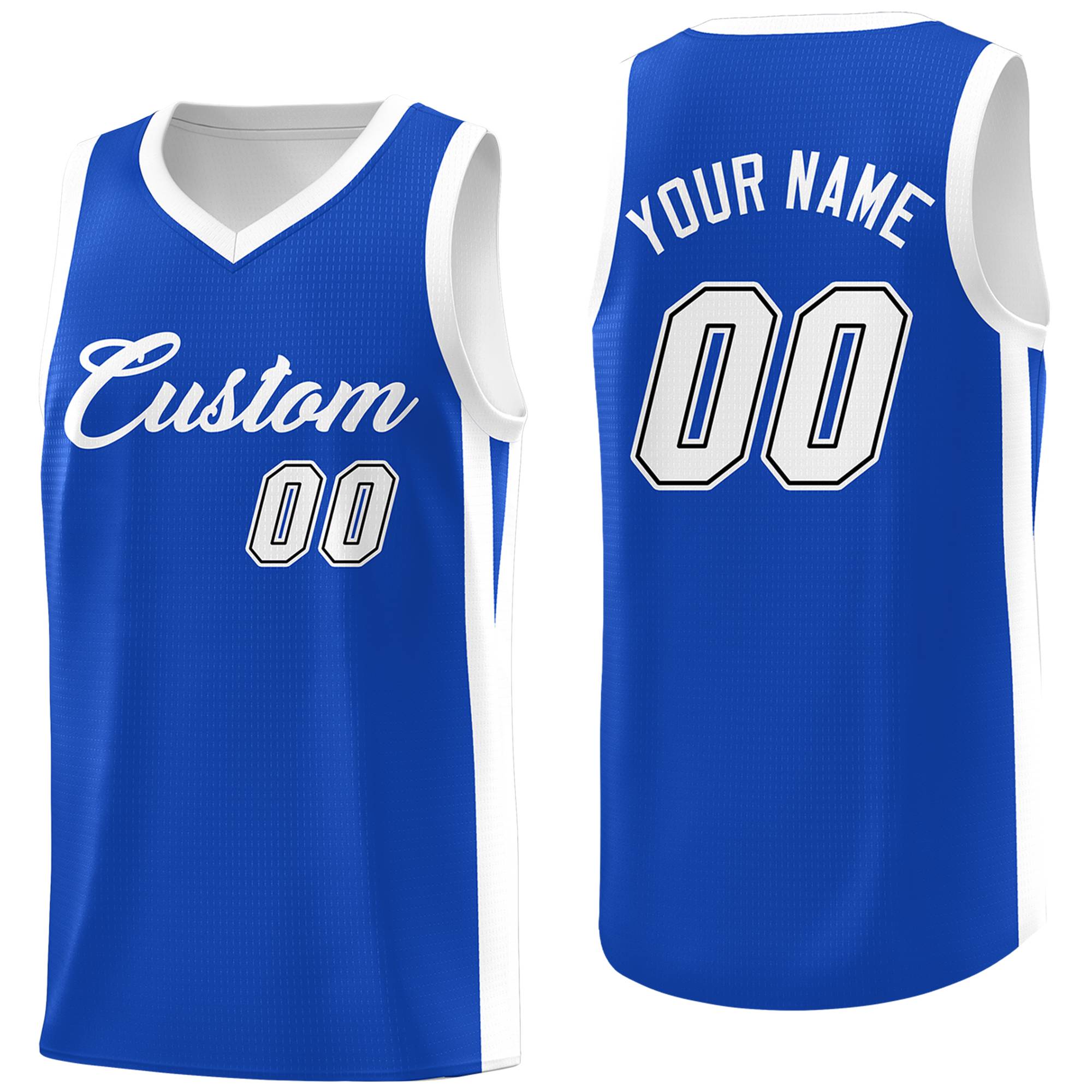 Maillot de basket-ball classique bleu blanc personnalisé