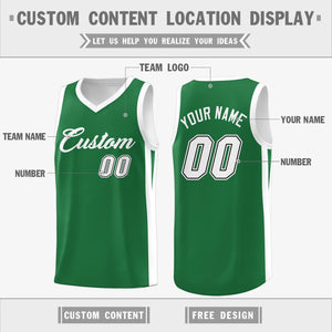 Custom Green White Classic Tops Basketball Jersey