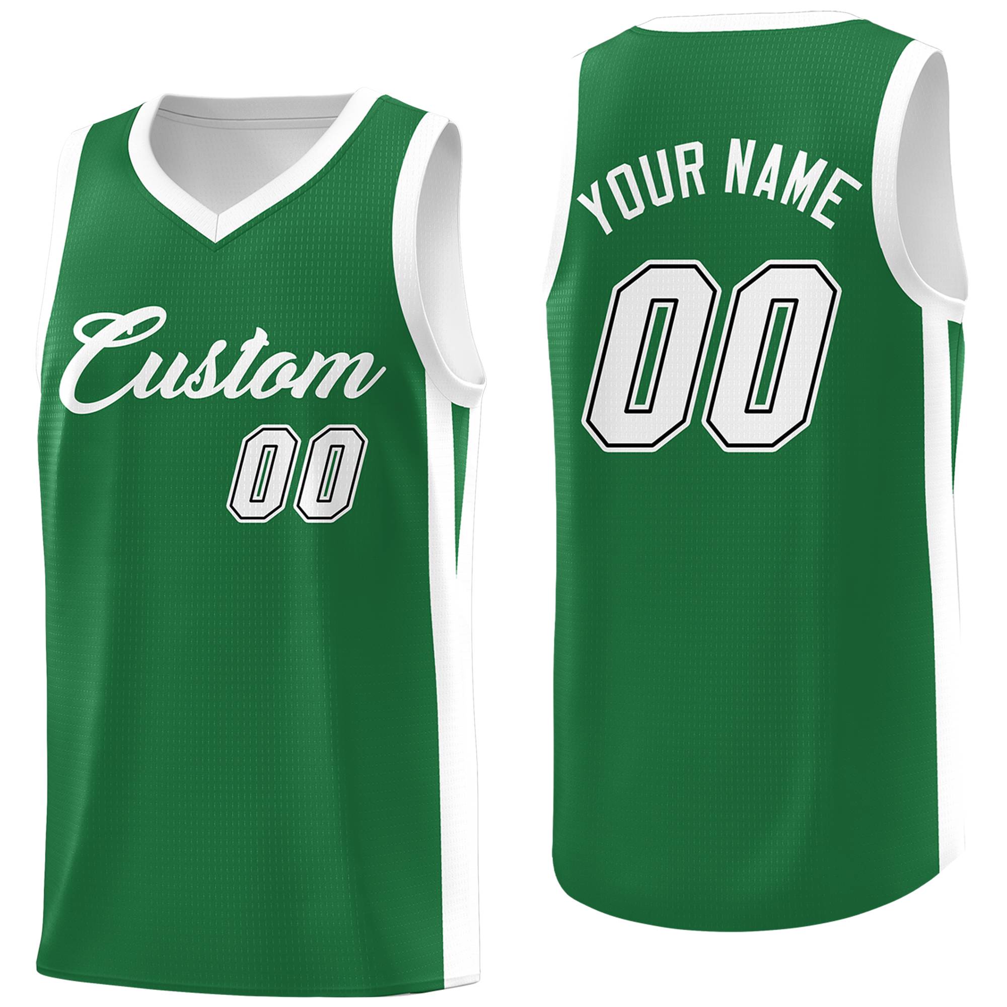 Maillot de basket-ball classique vert et blanc personnalisé