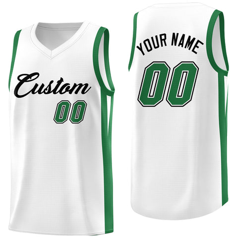 Custom White Green Classic Tops Basketball Jersey