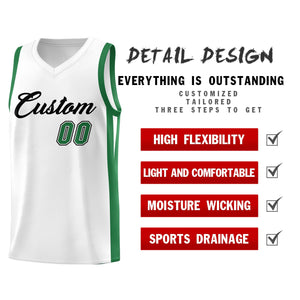 Maillot de basket-ball classique blanc vert personnalisé