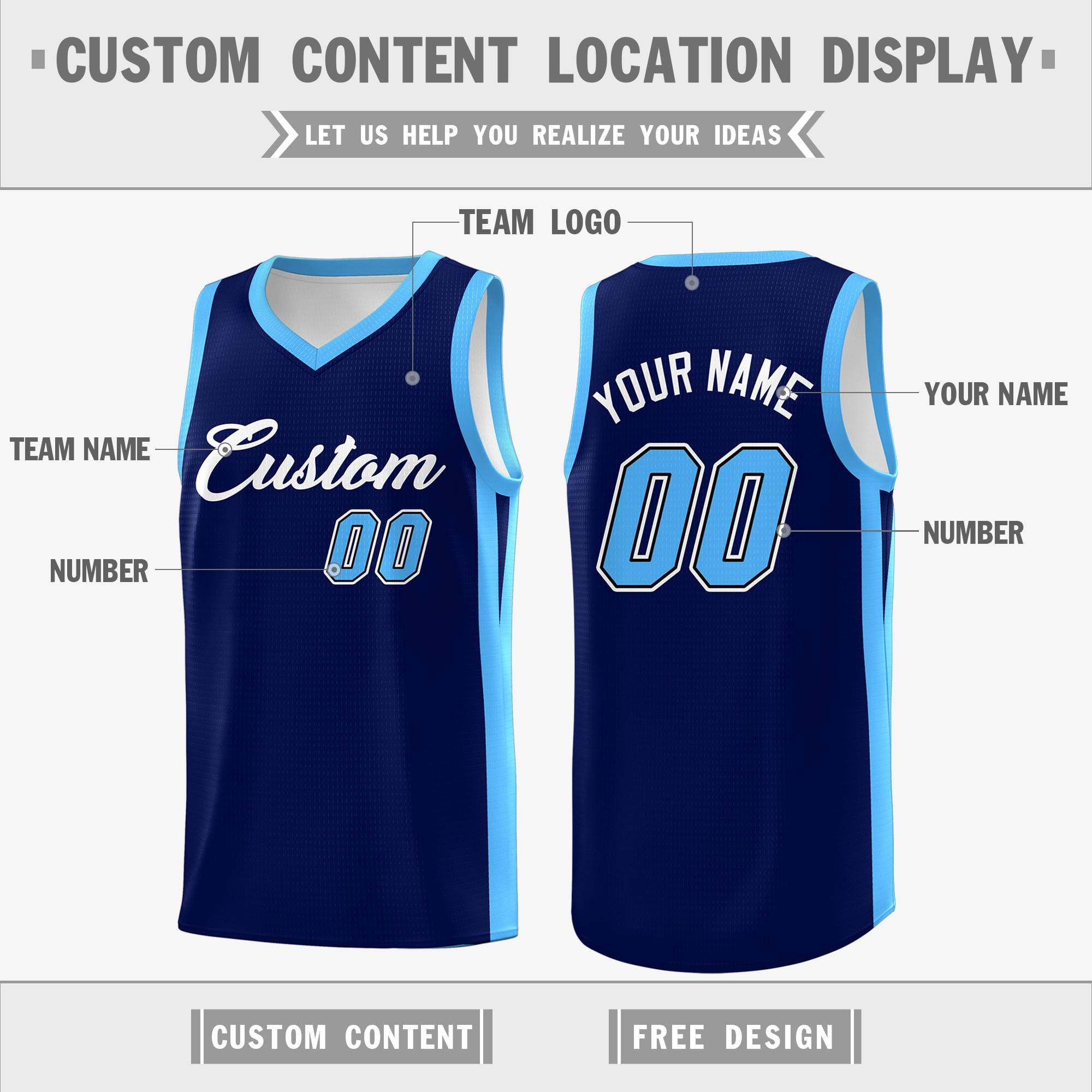 Custom Navy White Classic Tops Basketball Jersey