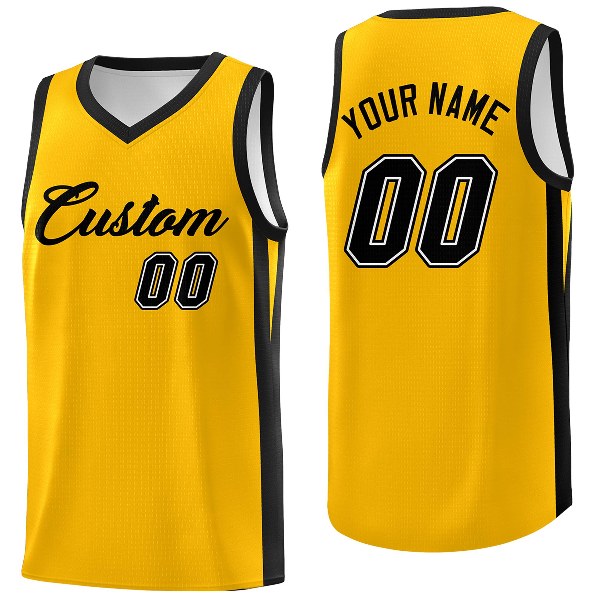 Maillot de basket-ball classique jaune et noir personnalisé